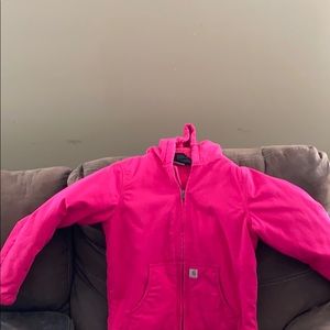 Pink carhartt winter coat.
